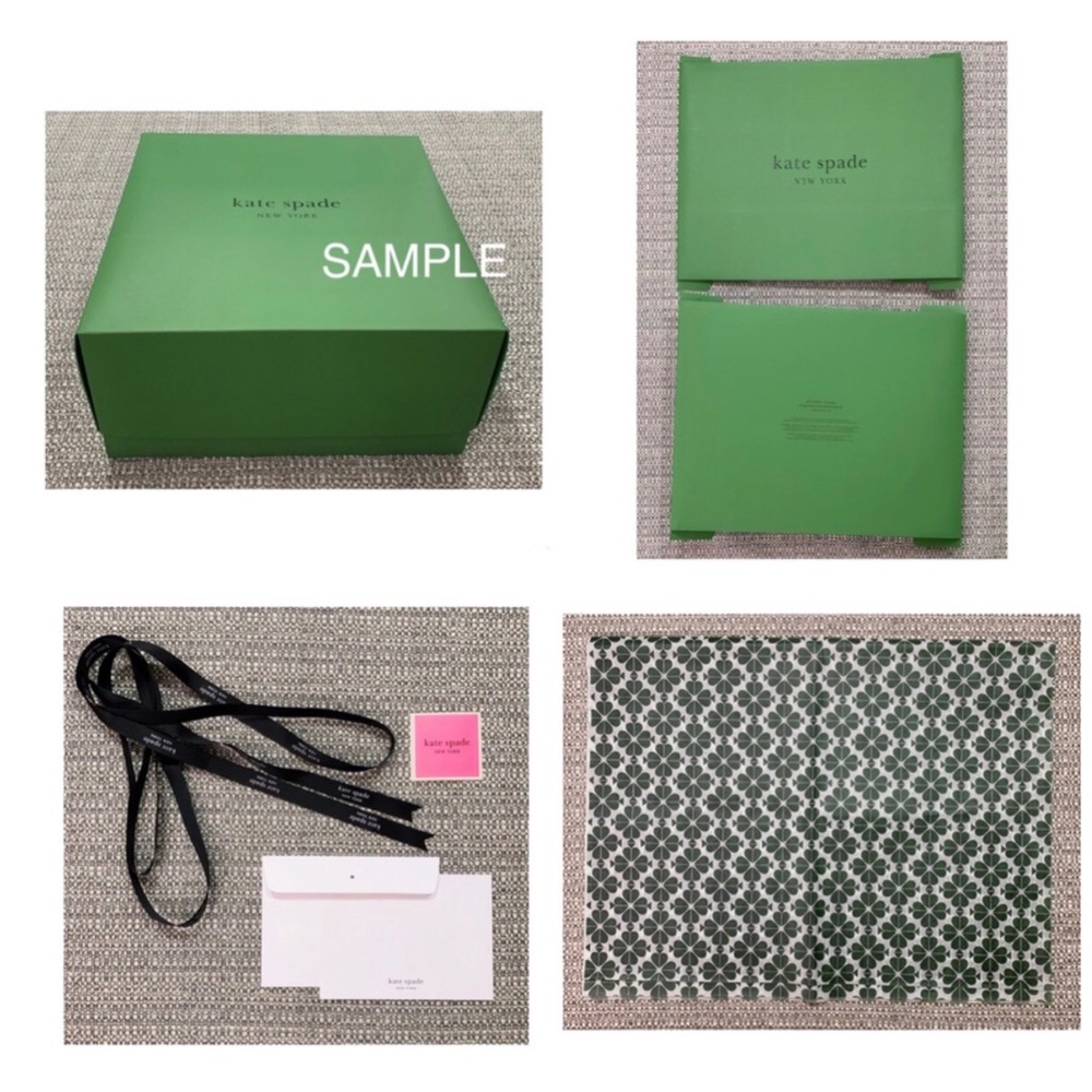 New Kate Spade 1 Large Gift Box/1 Sticker/2 Tissues/1 Ribbon/1 Card & 1 Envelope